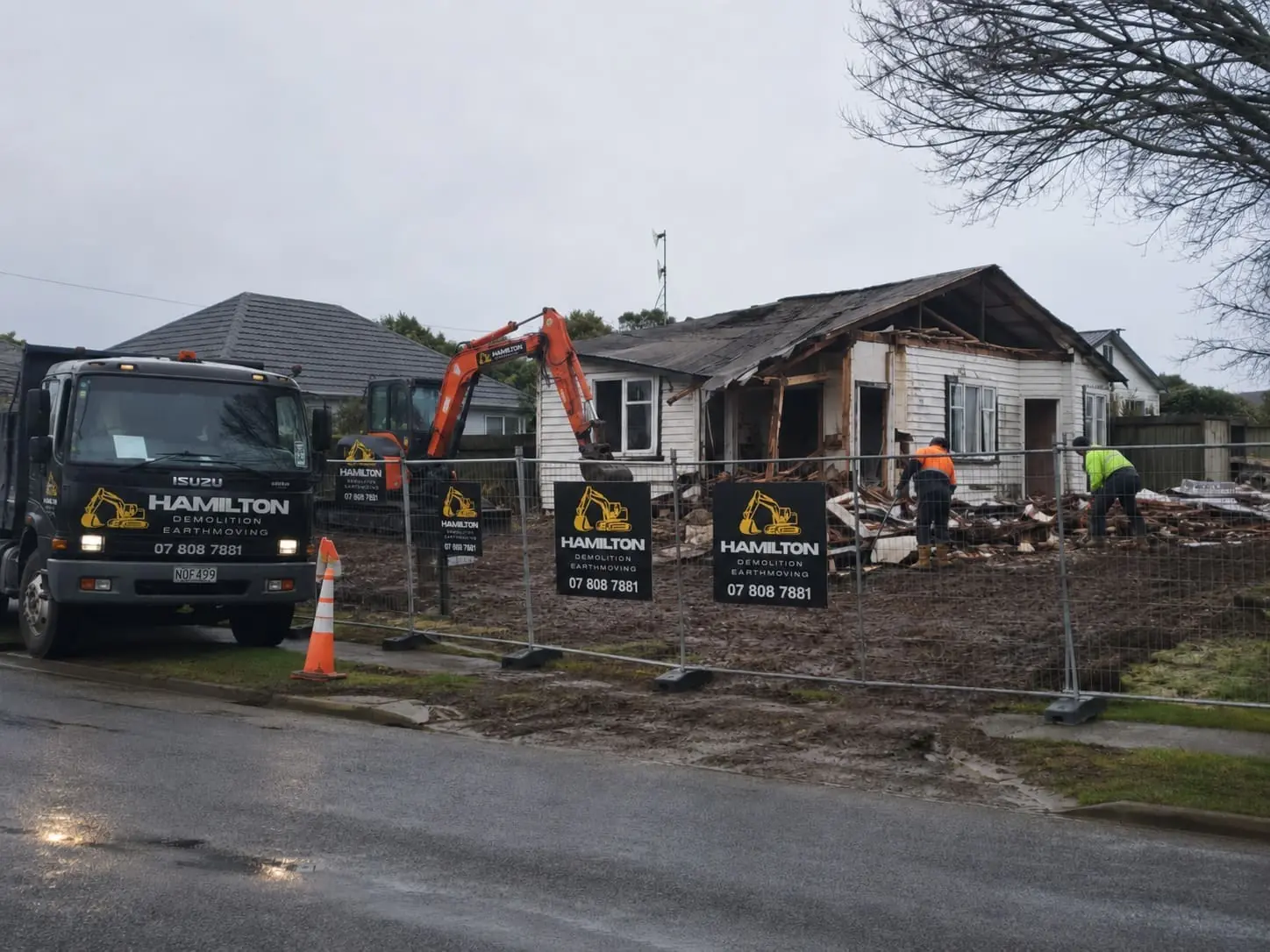 Hamilton Demolition licensed civil contractors on a Waikato site